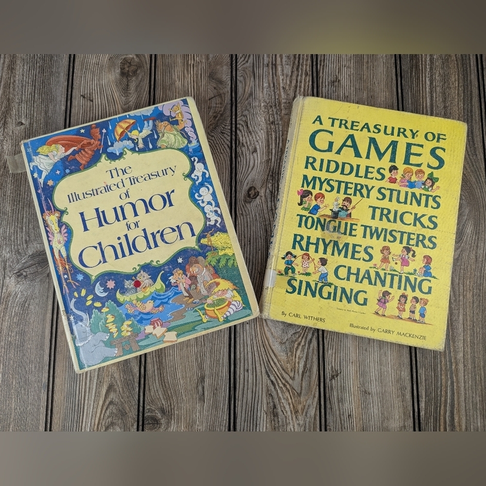 Children's Riddles, Poetry, Rhymes, Antique Books Set Of 2 Hardback